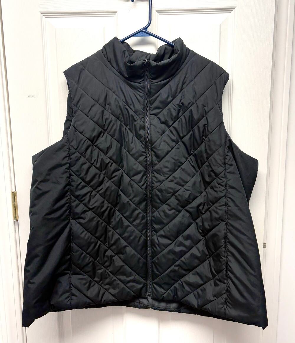 Lands’ End Black FeatherFree Quilted Puffer Vest Chevron Zip Front Size 3X